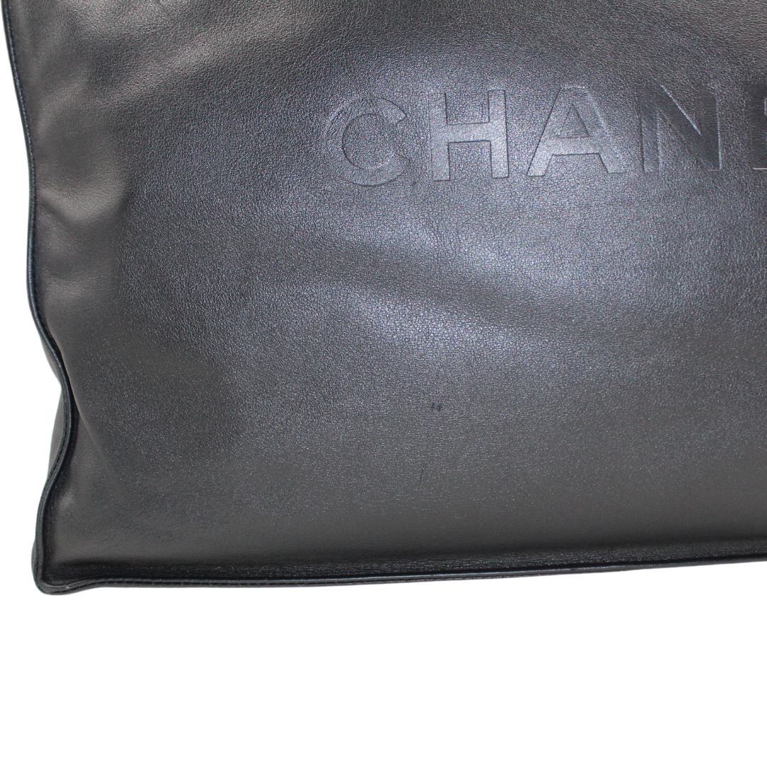 Chanel Leather Embossed Logo Tote