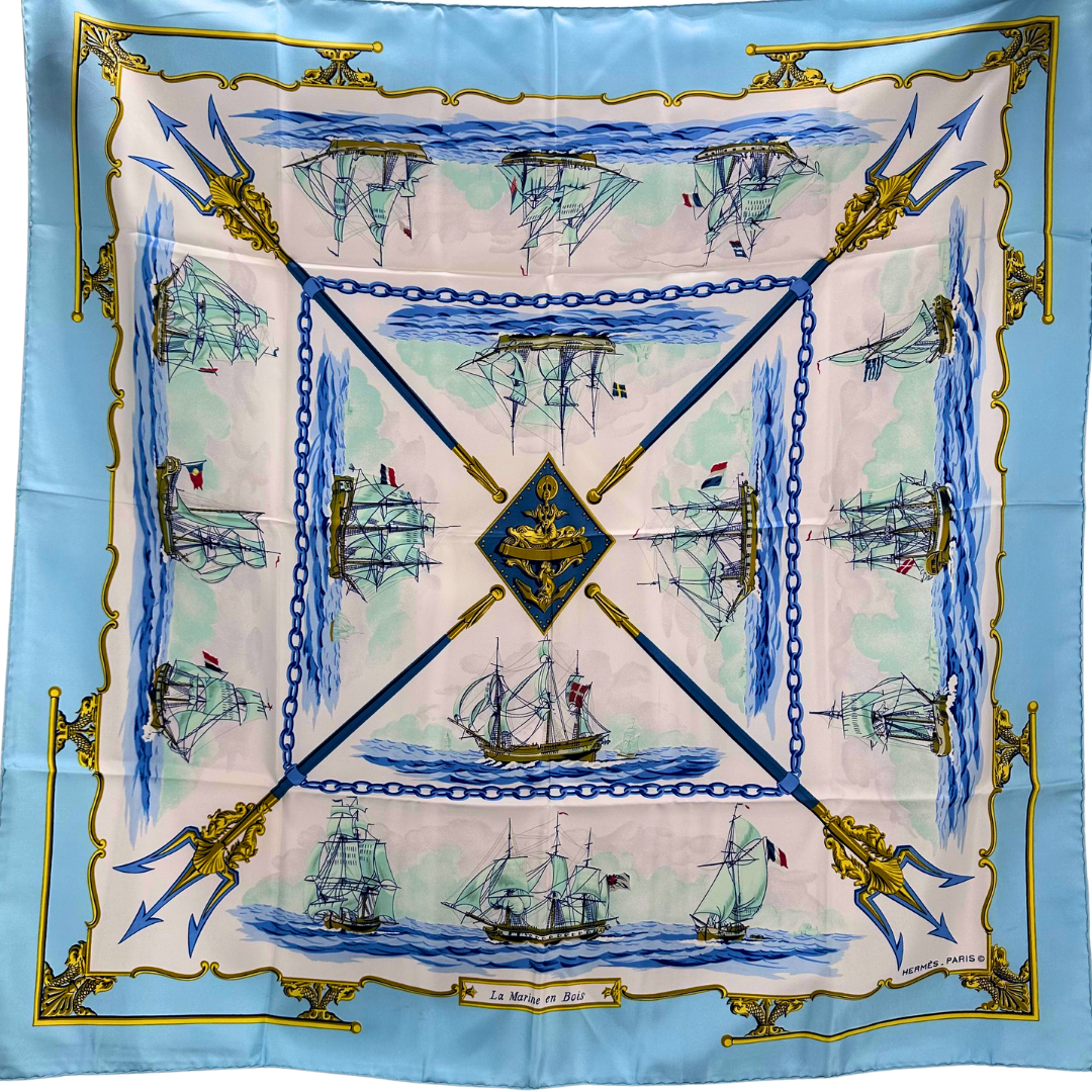 Hermes Silk Scarf La Marine en Bois by Hugo Grygkar