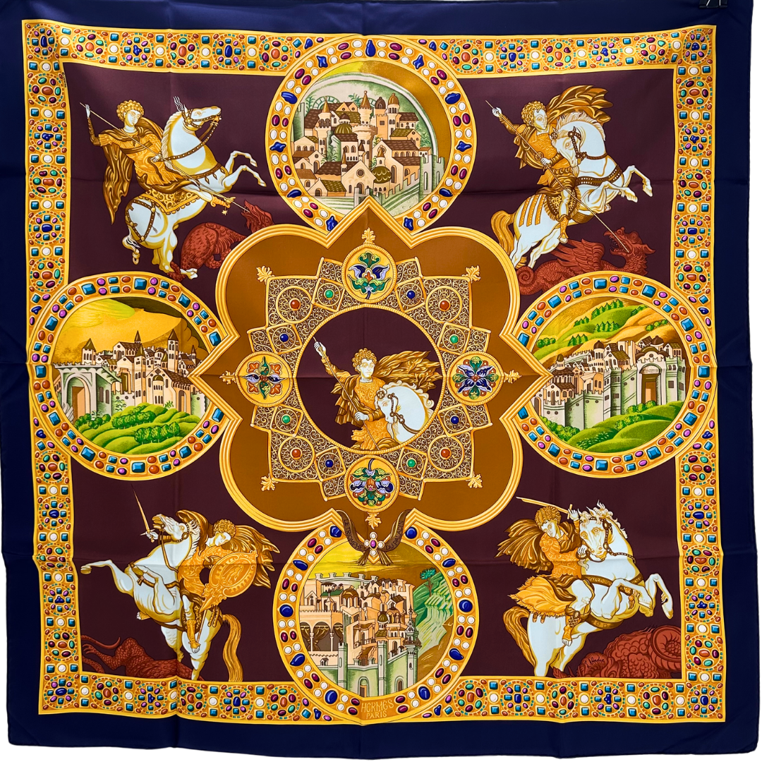 Hermes Silk Scarf Le Triomphe du Paladin by Julia Abadie