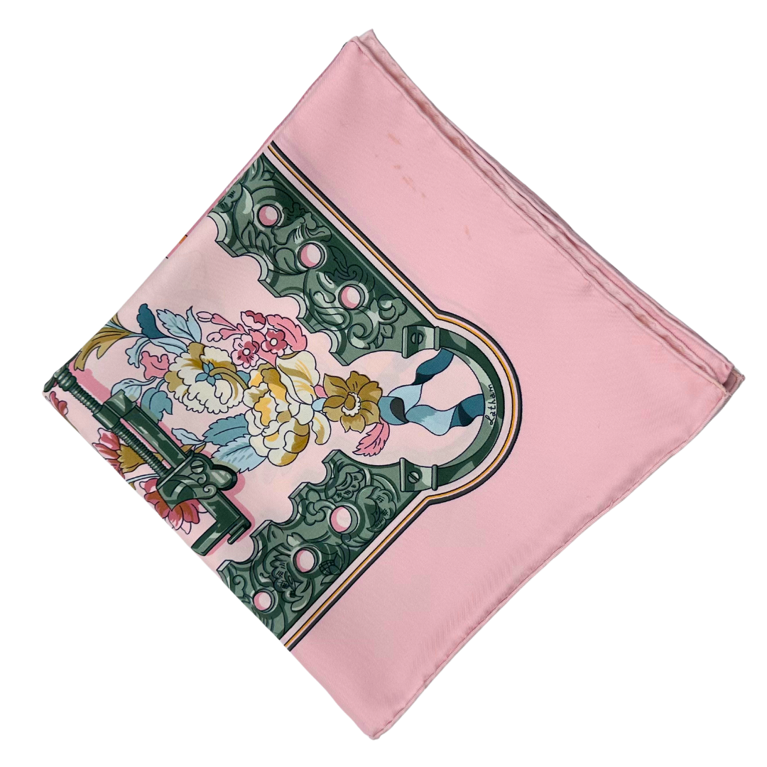 Pink Hermes Scarf Copeaux By Caty Latham, Issued In 1998