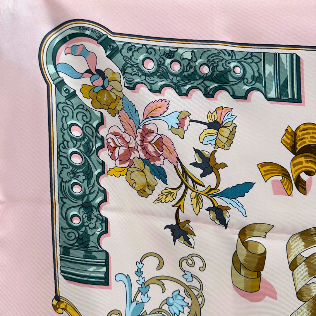 Pink Hermes Scarf Copeaux By Caty Latham, Issued In 1998