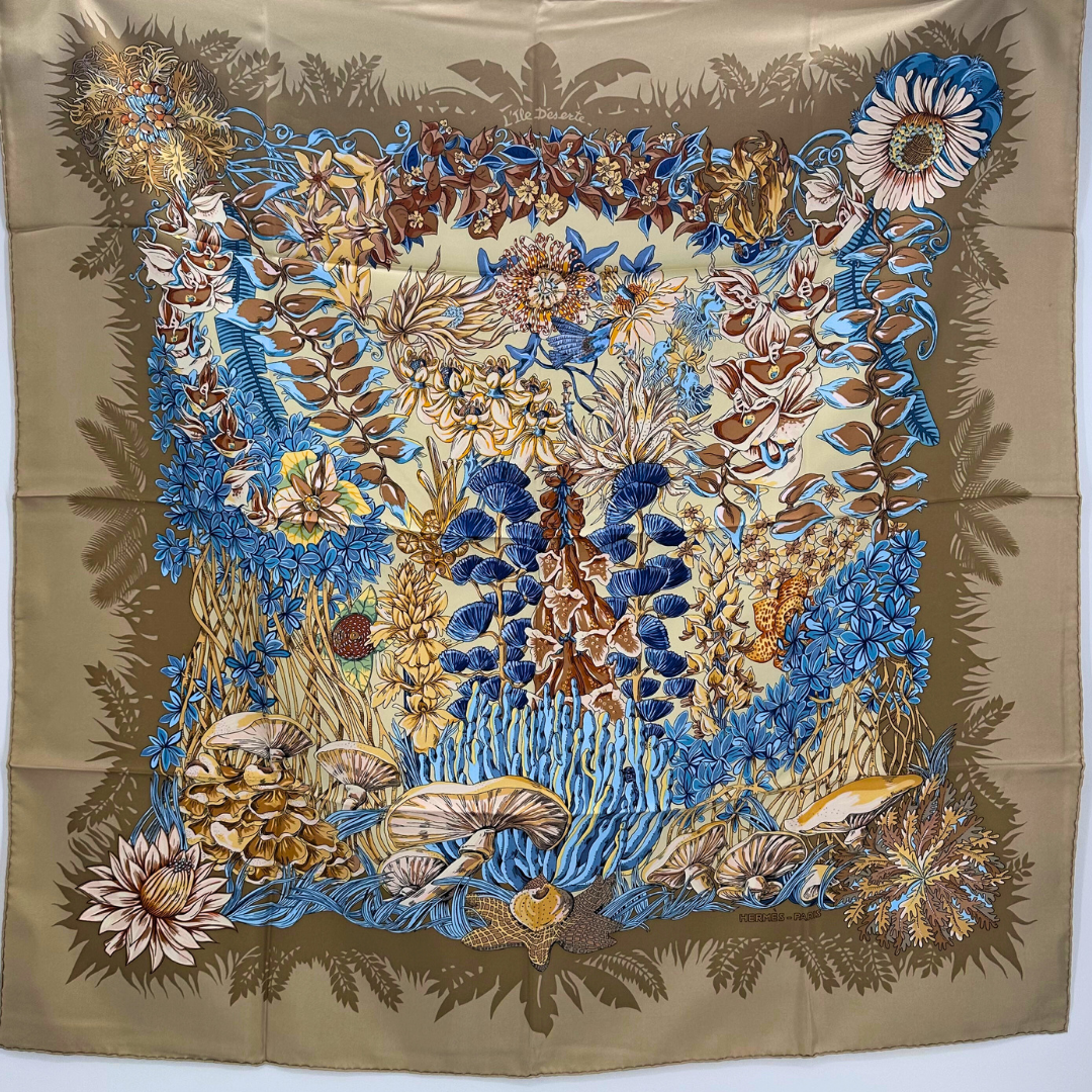 Hermes Scarf L'Ile Deserte by Annie Faivre