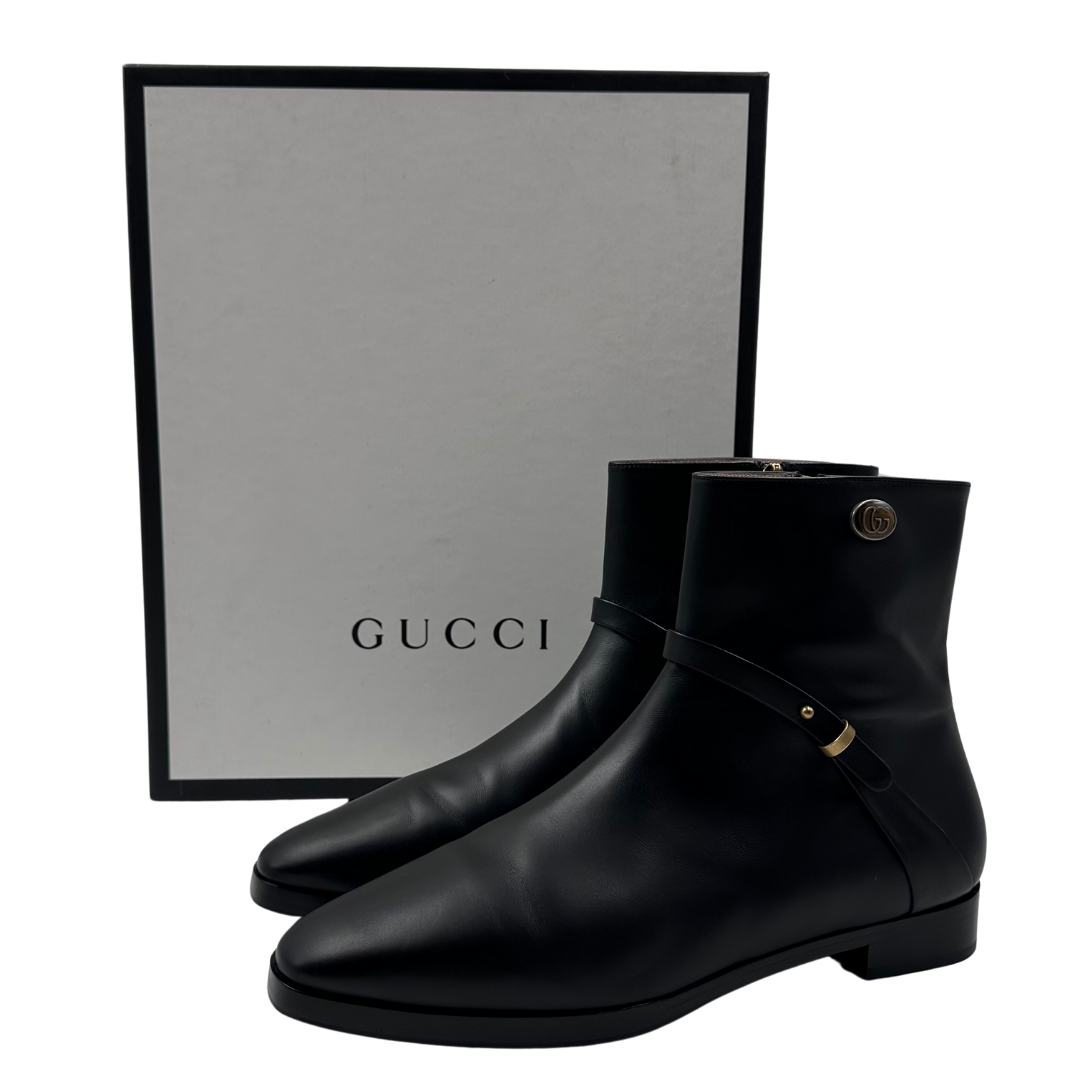 Gucci 10 40 Black Leather Boots