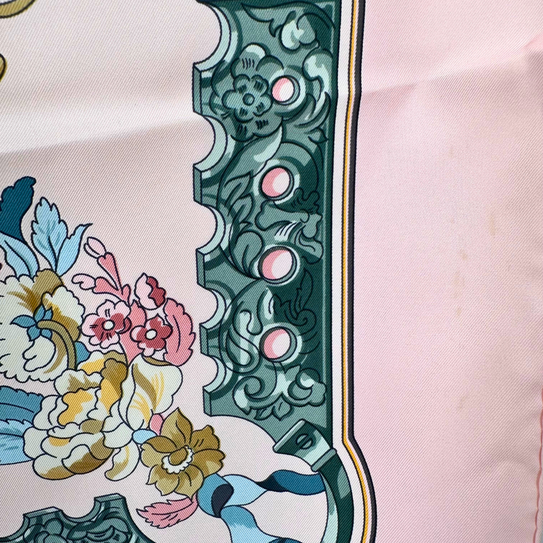 Pink Hermes Scarf Copeaux By Caty Latham, Issued In 1998