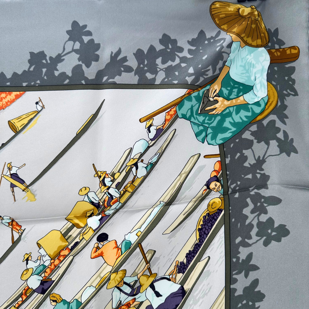 Marche Flottant du Lac Inle Hermes Silk Scarf By Dimitri Rybaltchenko