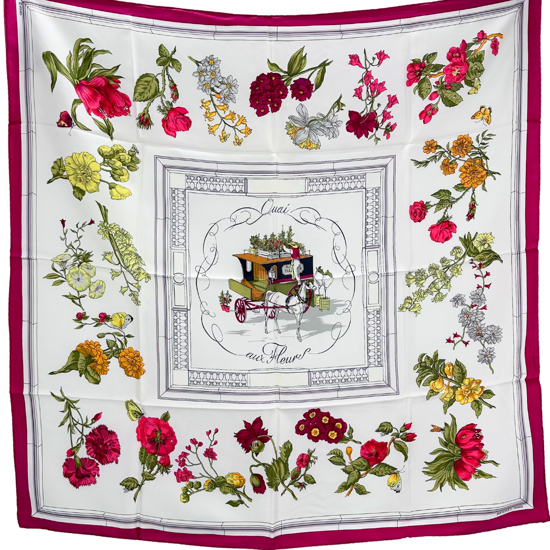 Hermes Silk Scarf Quai aux Fleurs by Hugo Grygkar