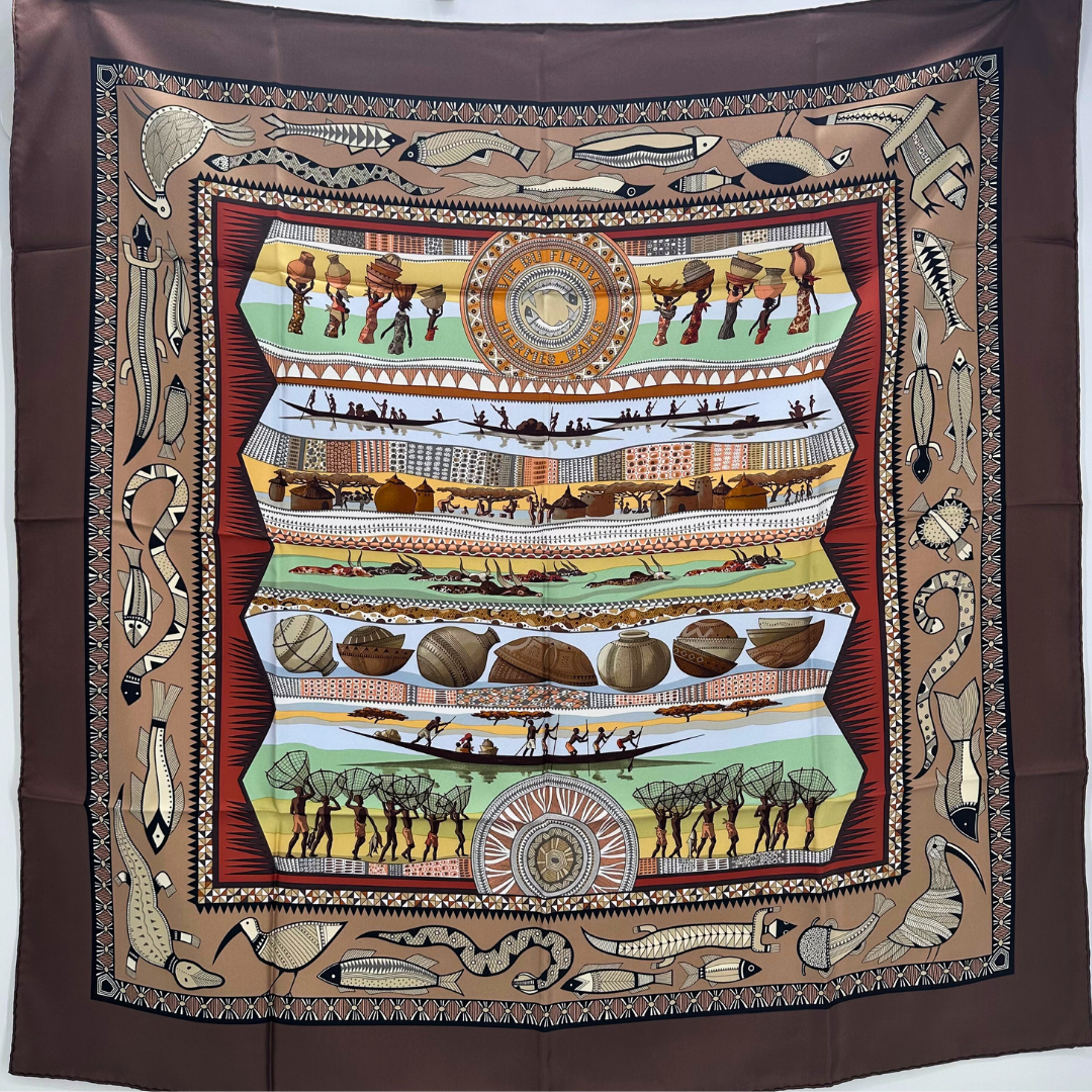 Vie du Fleuve Hermes Silk Scarf by Aline Honor