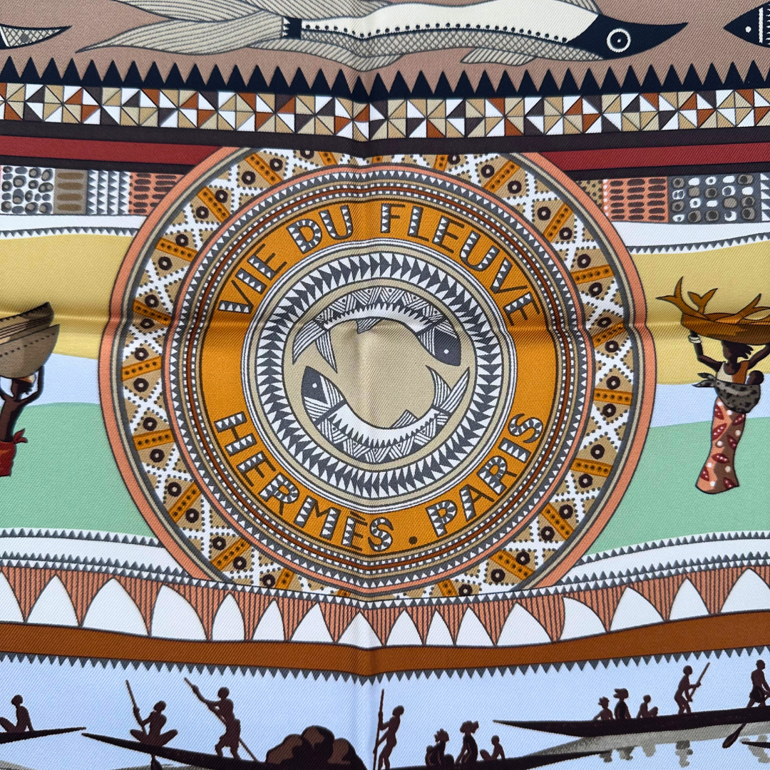 Vie du Fleuve Hermes Silk Scarf by Aline Honor