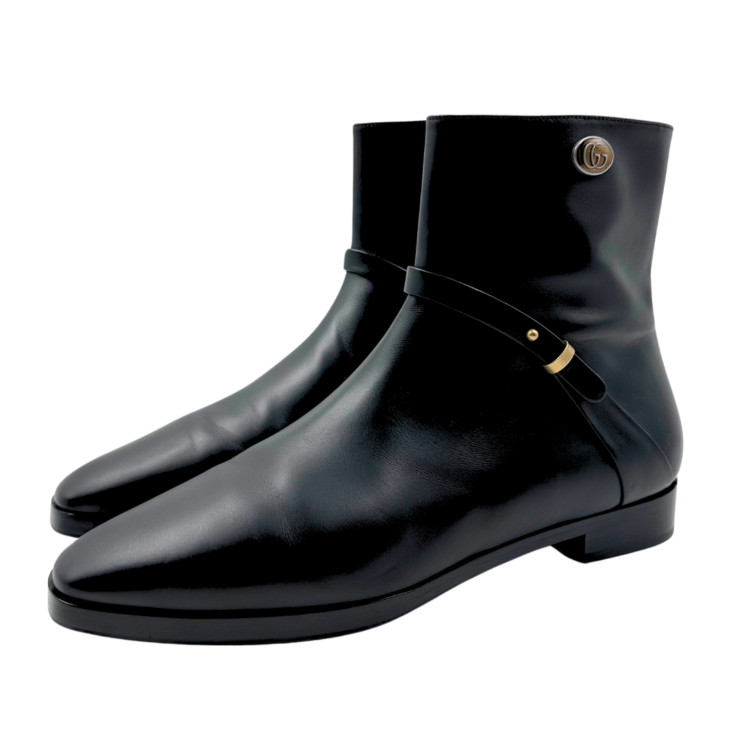 Gucci 10 40 Black Leather Boots