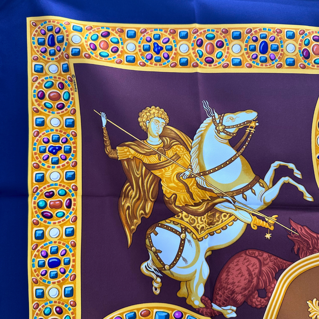 Hermes Silk Scarf Le Triomphe du Paladin by Julia Abadie