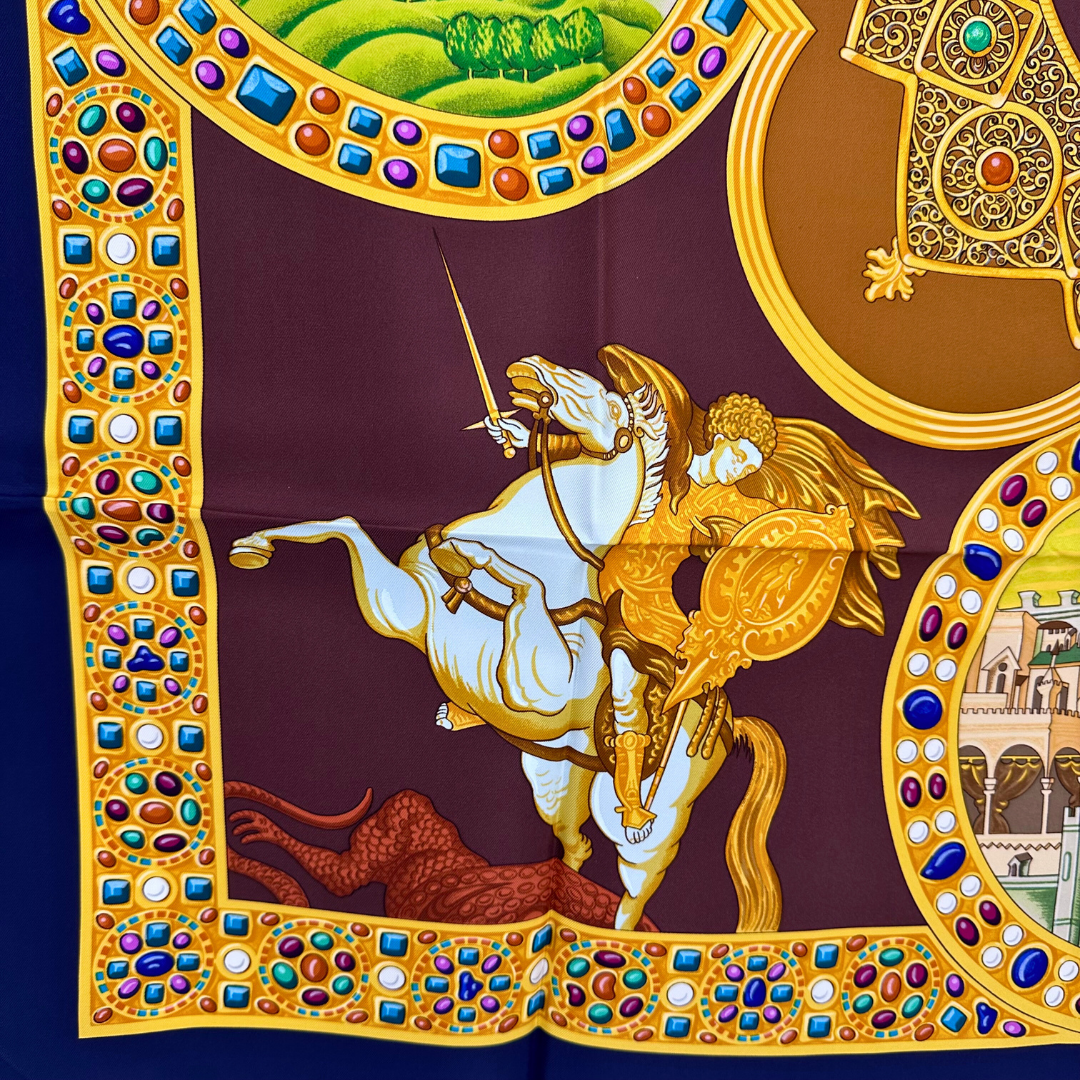 Hermes Silk Scarf Le Triomphe du Paladin by Julia Abadie