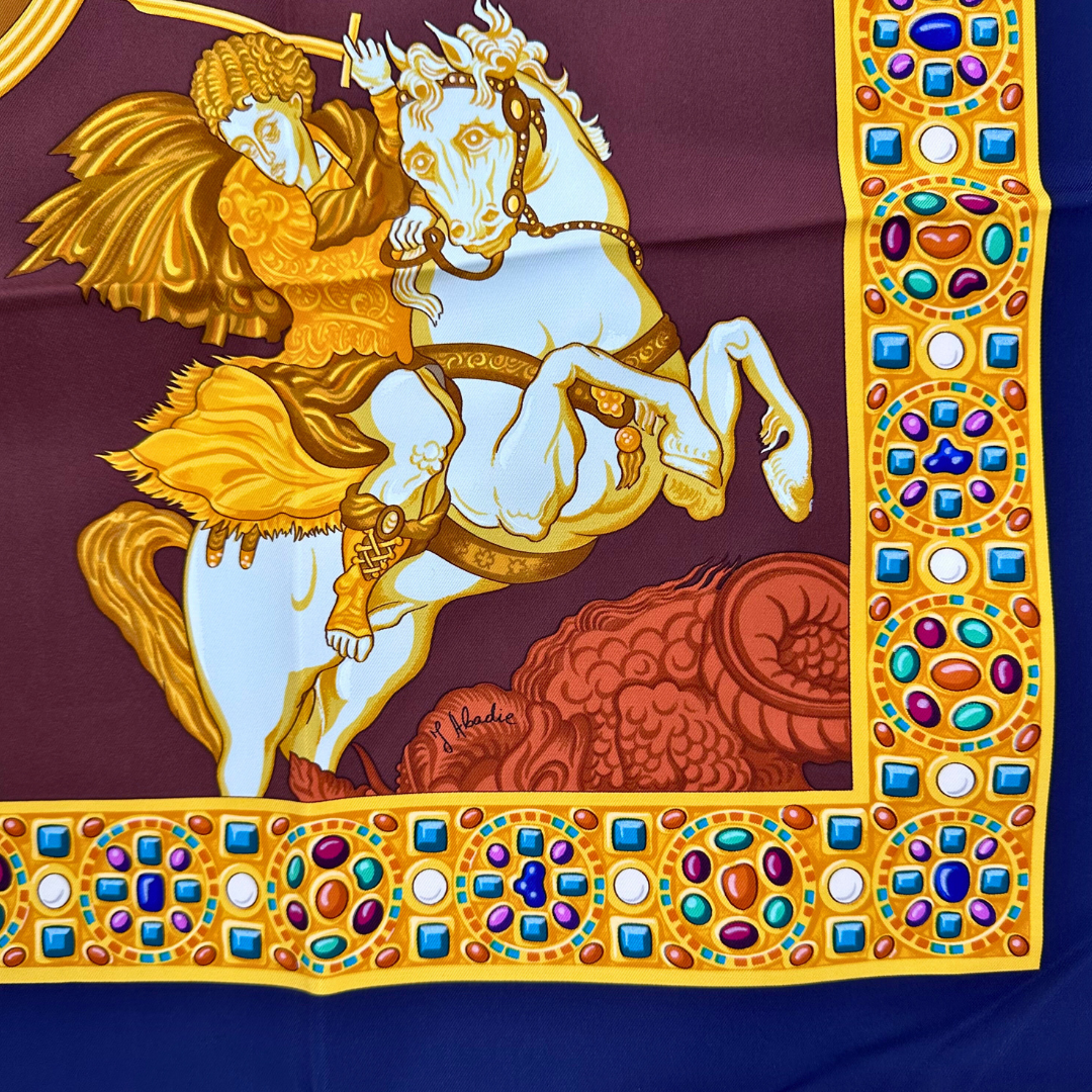 Hermes Silk Scarf Le Triomphe du Paladin by Julia Abadie