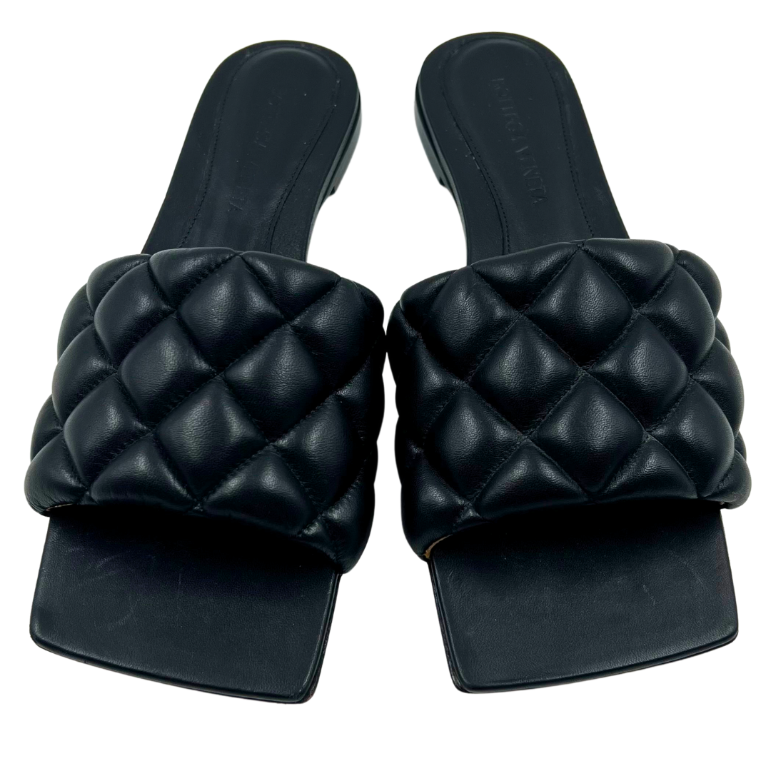 Bottega Veneta Black Leather Slides