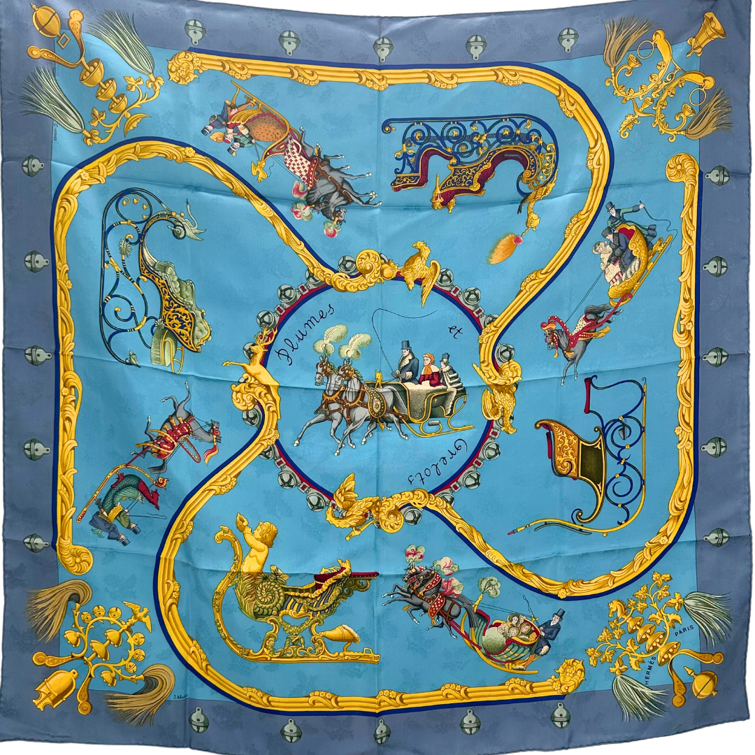 Plumes et Grelots Hermes Silk Scarf by Julia Abadi