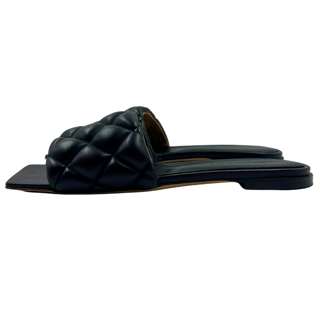 Bottega Veneta Black Leather Slides