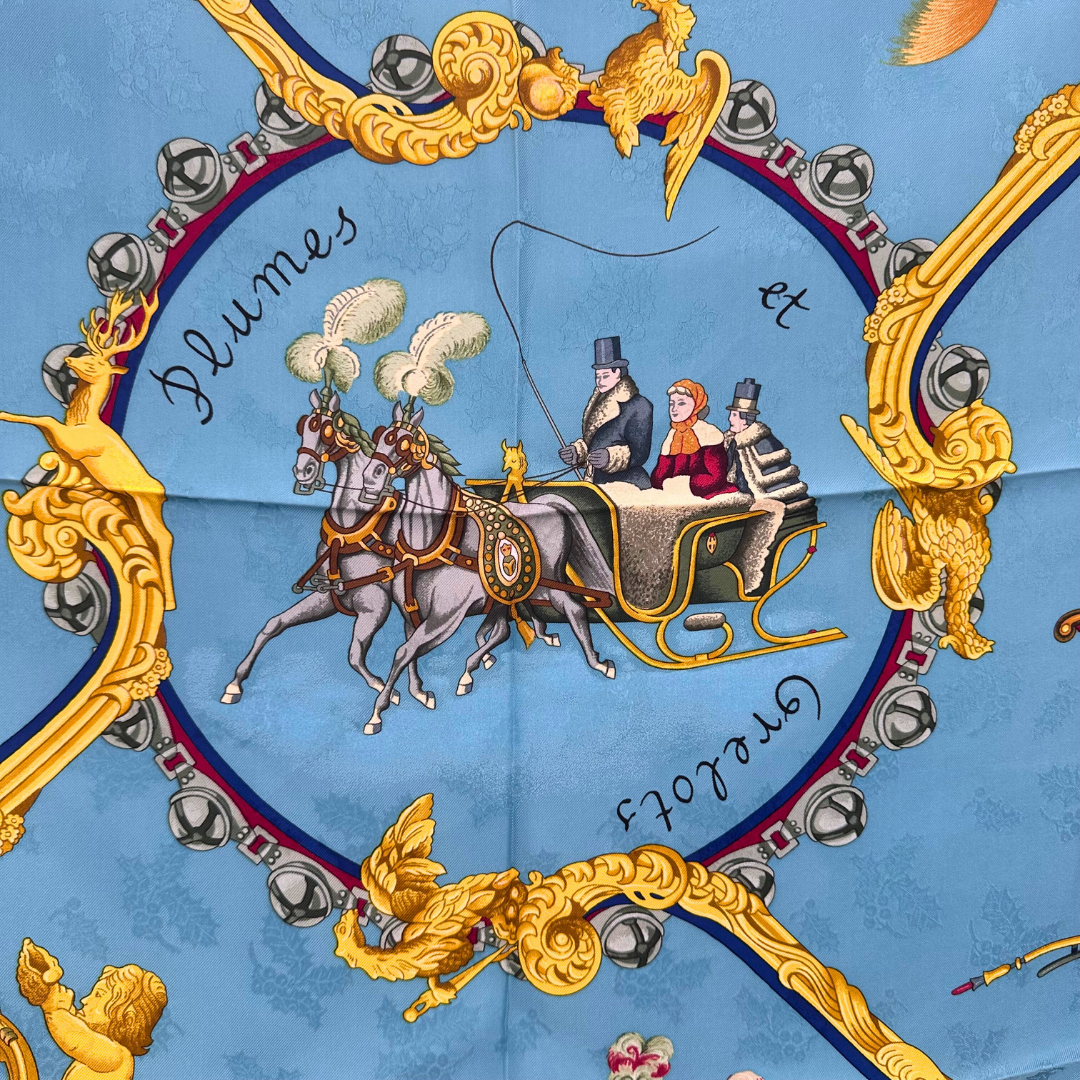 Plumes et Grelots Hermes Silk Scarf by Julia Abadi