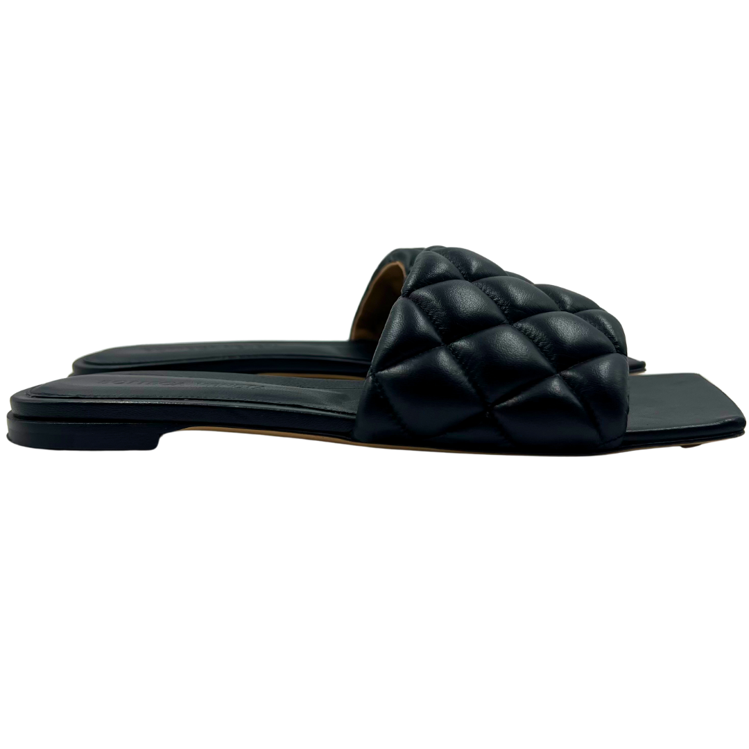 Bottega Veneta Black Leather Slides