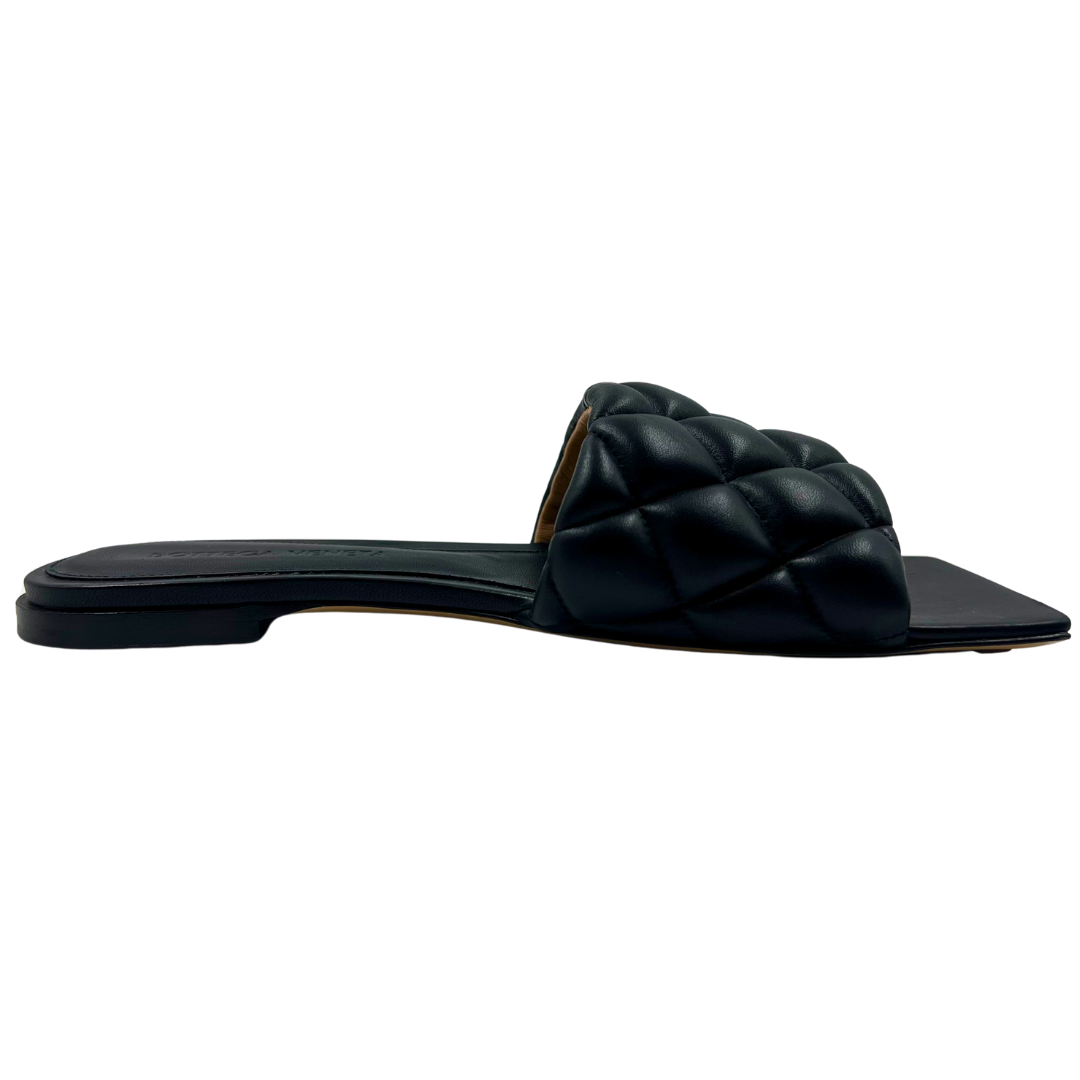 Bottega Veneta Black Leather Slides