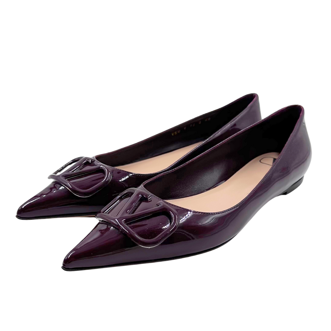 Valentino 40 Burgundy Flats