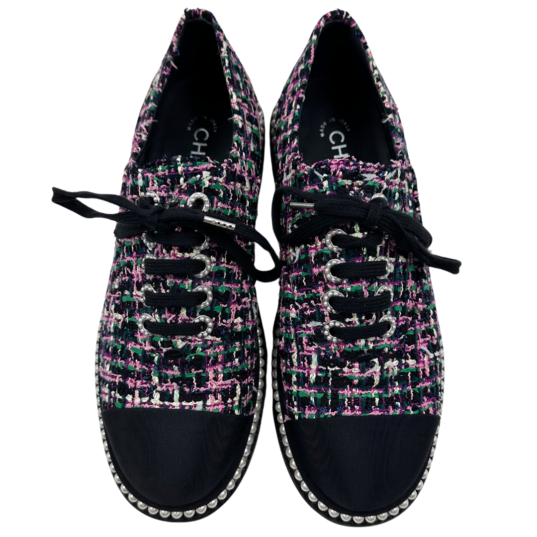 Chanel Multi Tweed Flats