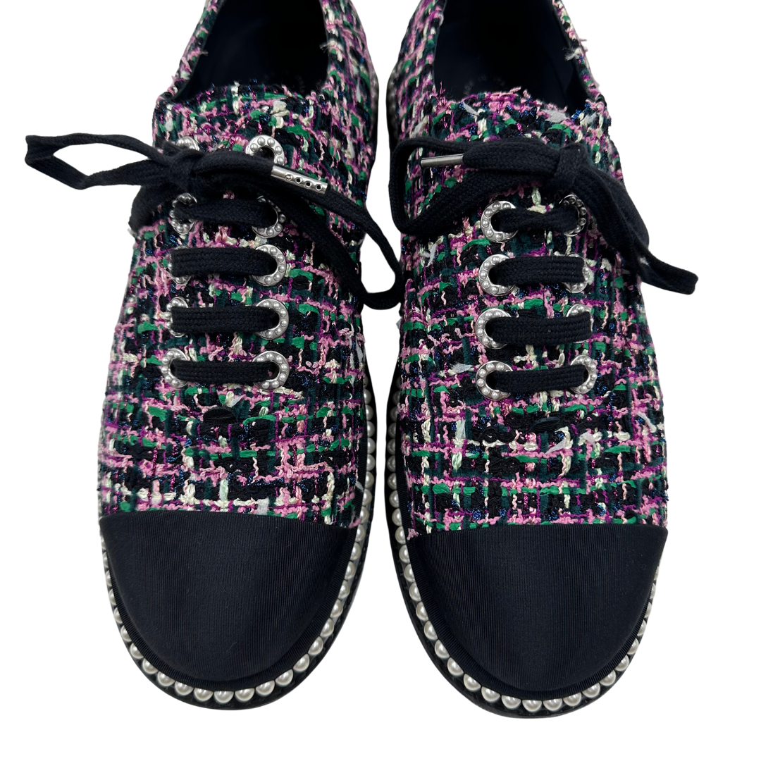 Chanel Multi Tweed Flats