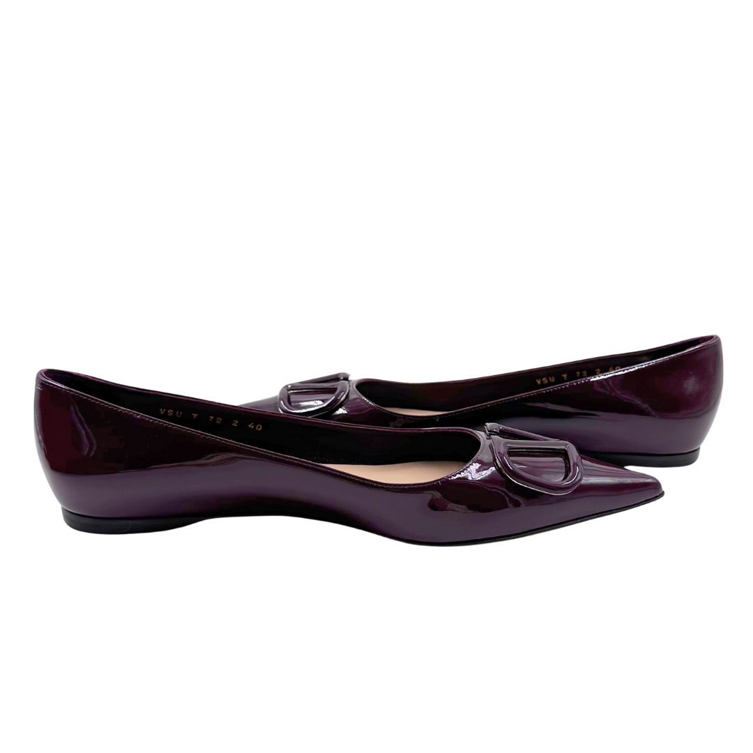 Valentino 40 Burgundy Flats