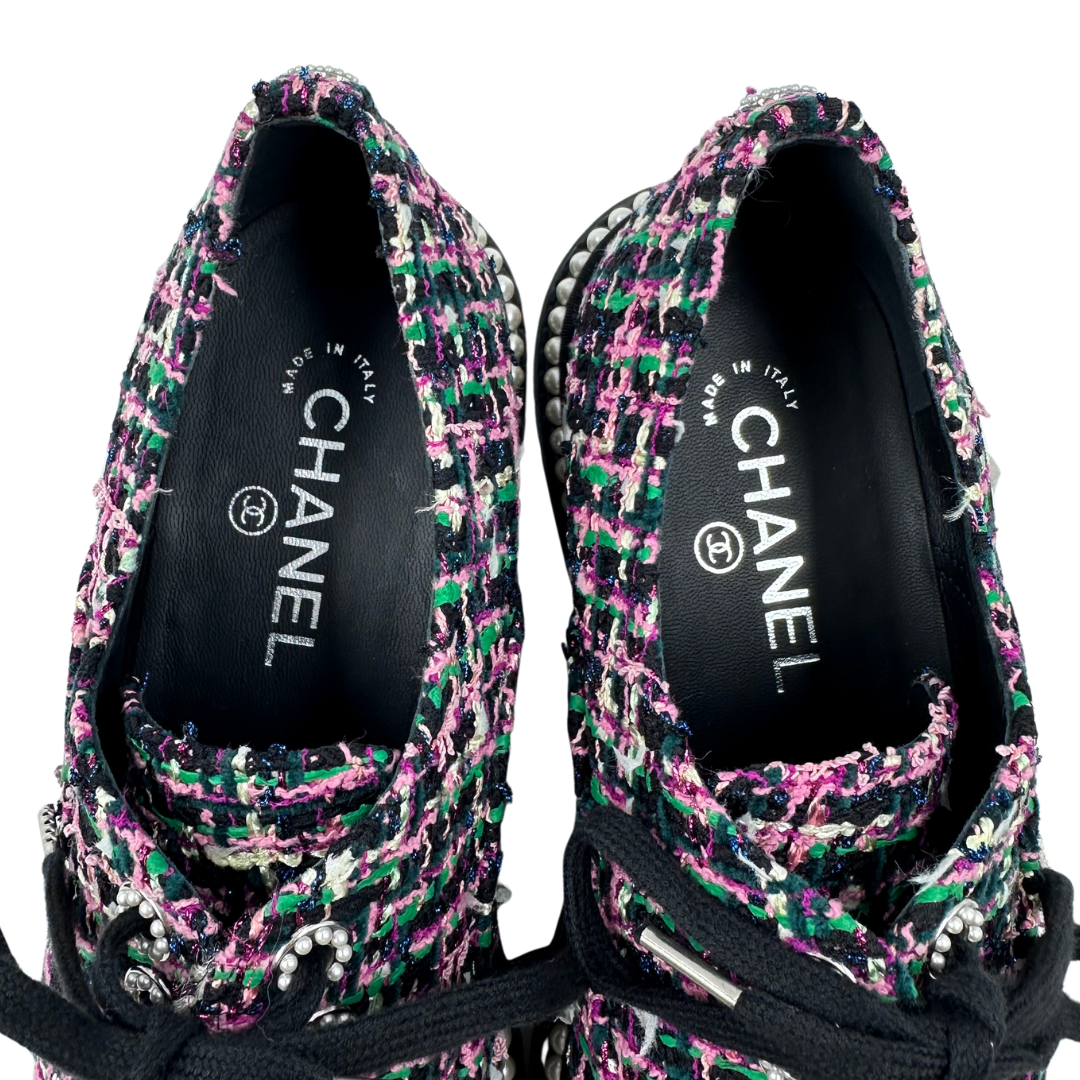 Chanel Multi Tweed Flats