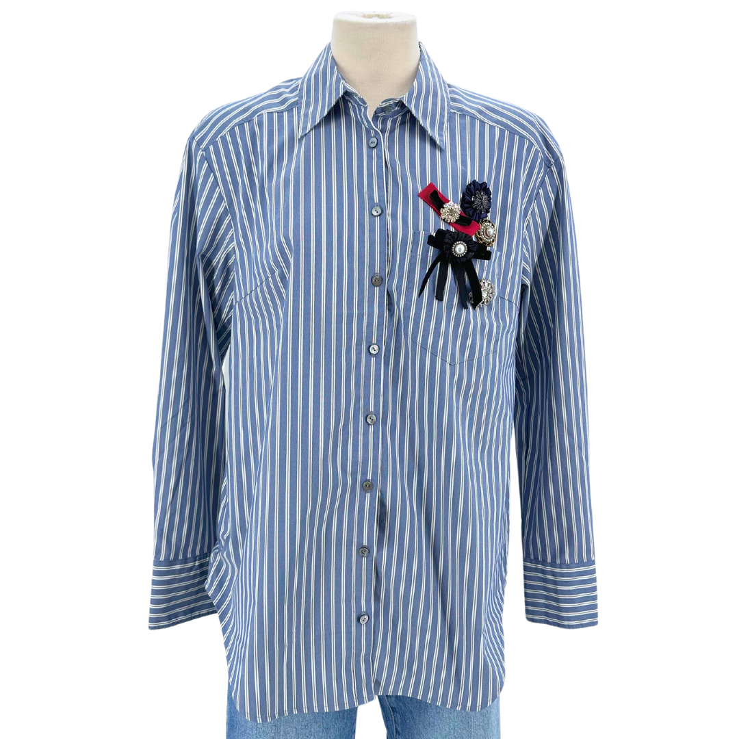 Cinq a Sept Blue/White Button up