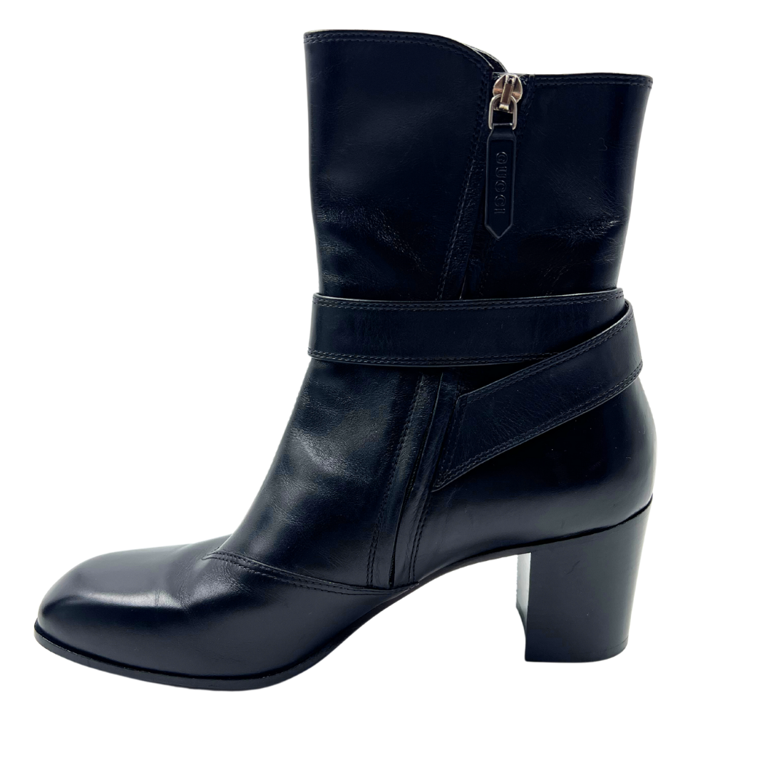 Gucci 9 39 Black Leather Boots