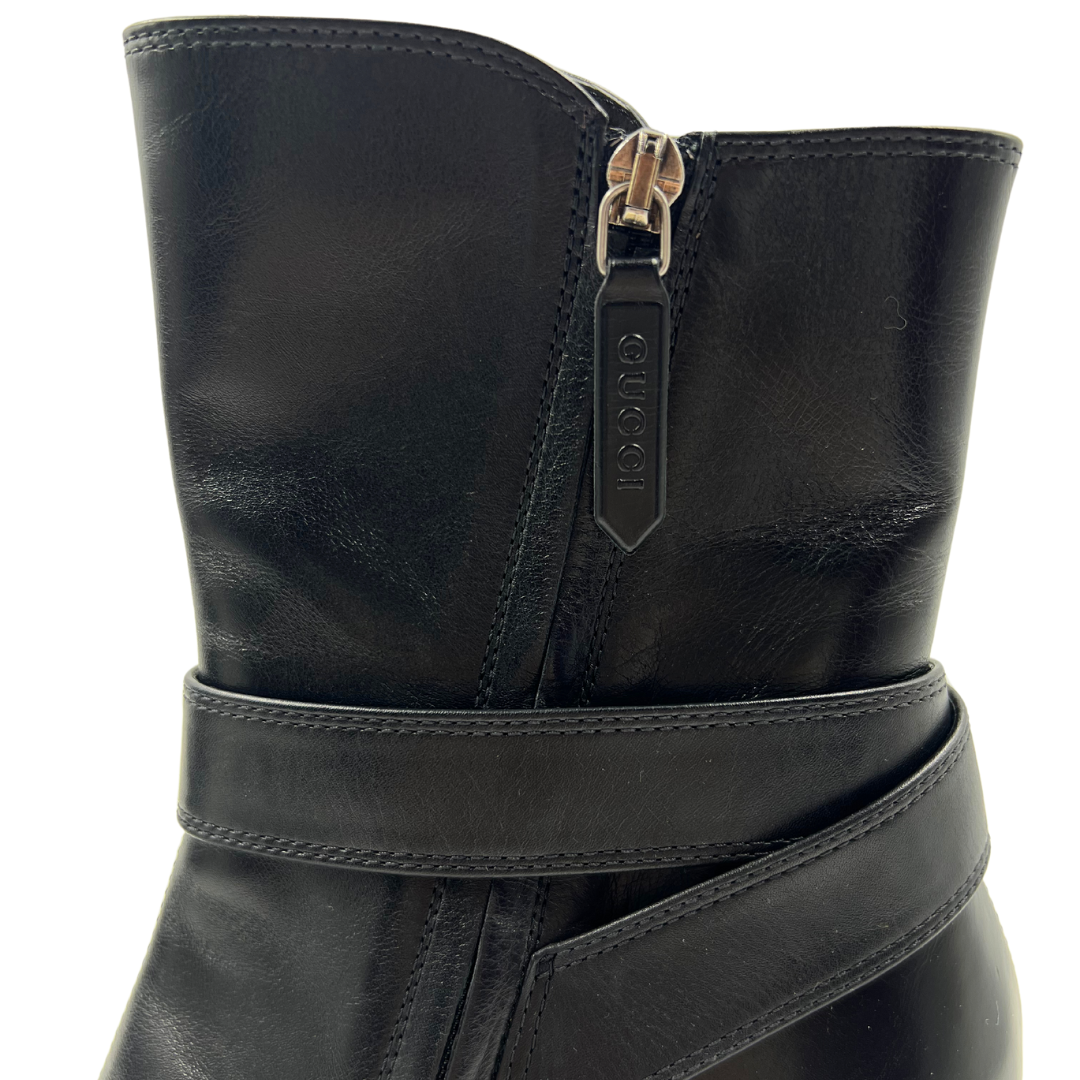 Gucci 9 39 Black Leather Boots