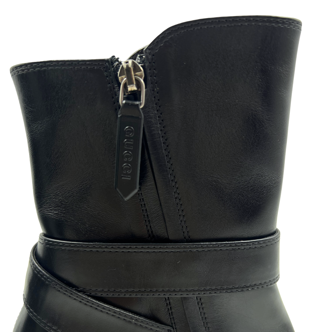 Gucci 9 39 Black Leather Boots