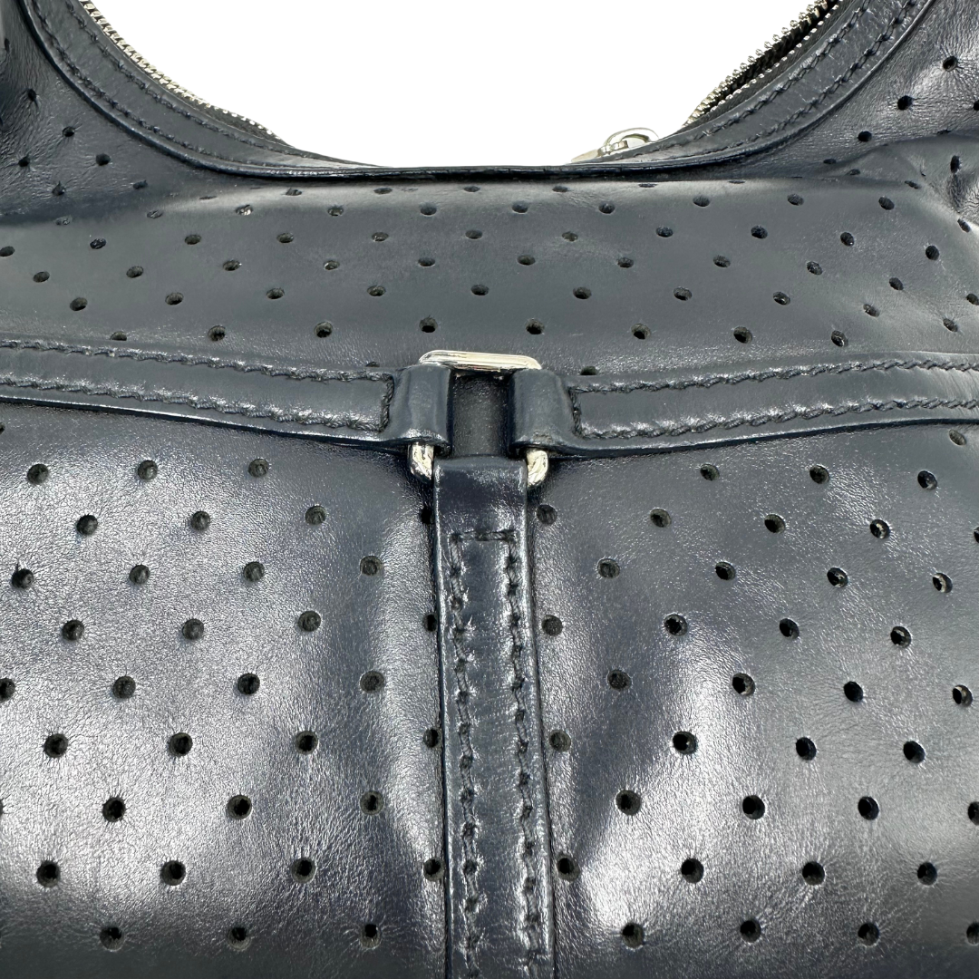 Gucci Perforated Calfskin Reins Hobo Top Handle Bag