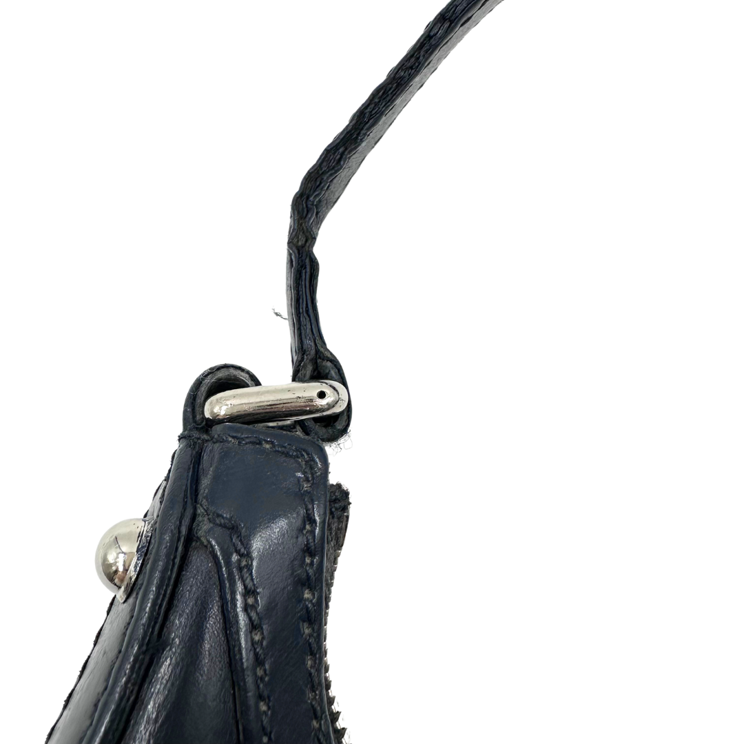 Gucci Perforated Calfskin Reins Hobo Top Handle Bag