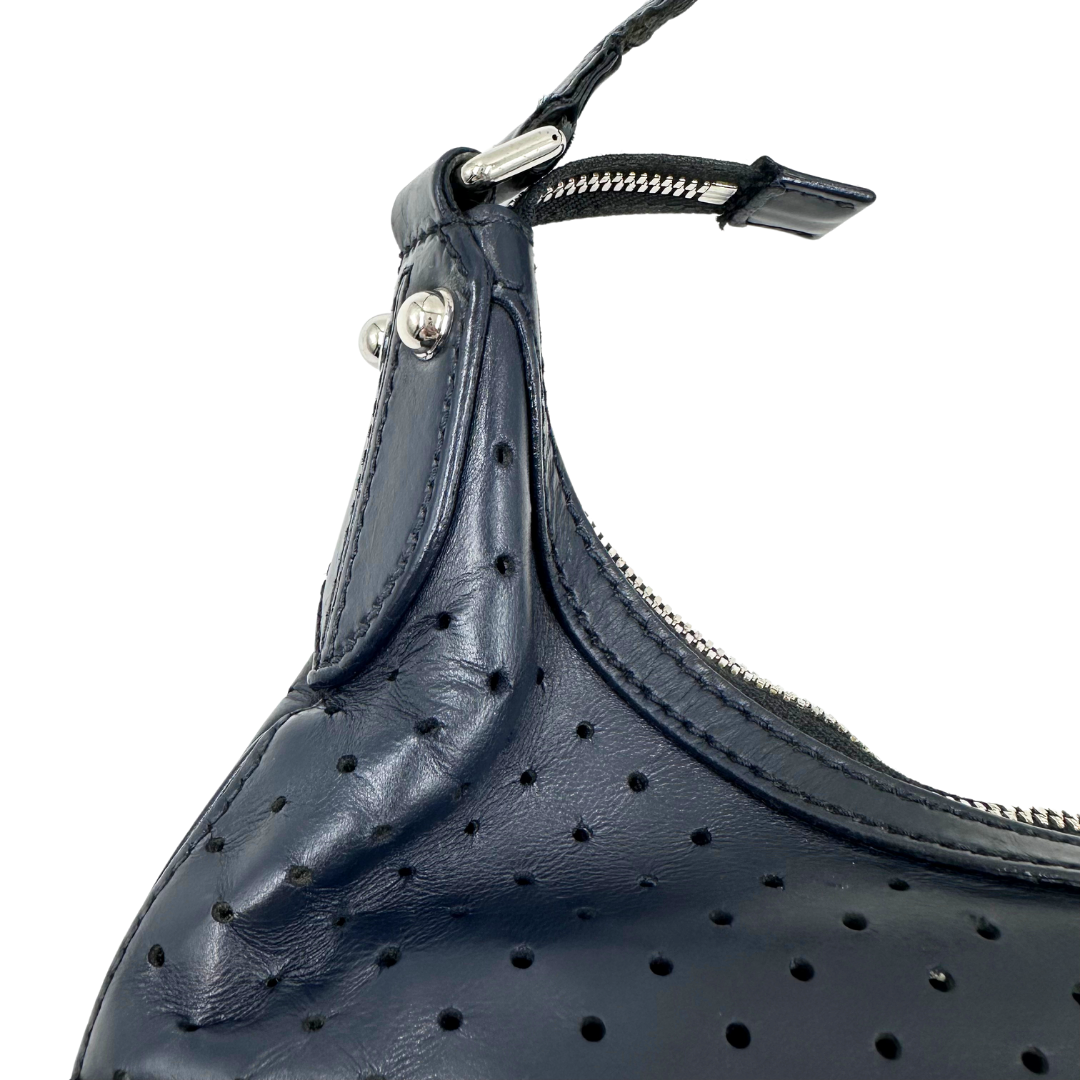 Gucci Perforated Calfskin Reins Hobo Top Handle Bag