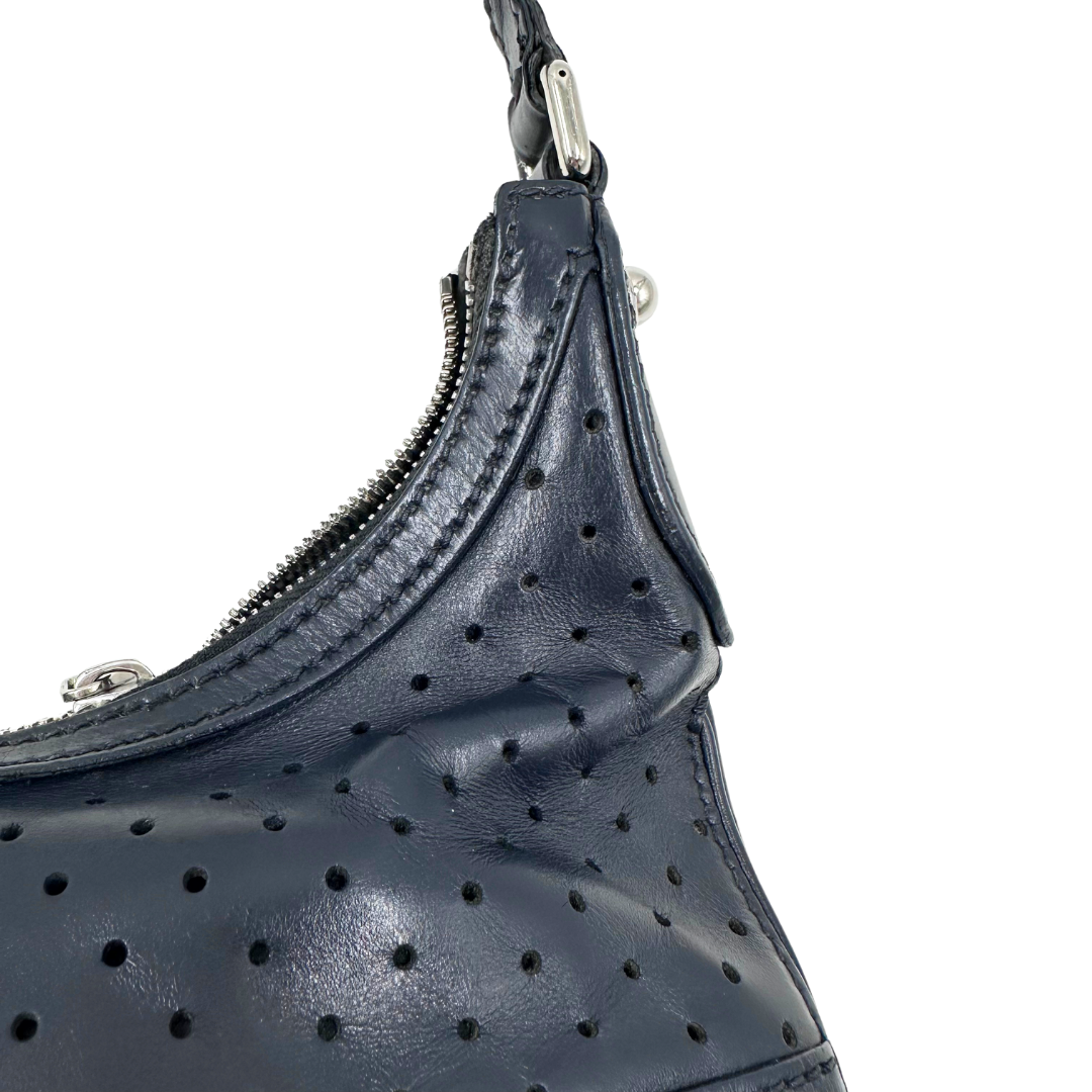 Gucci Perforated Calfskin Reins Hobo Top Handle Bag