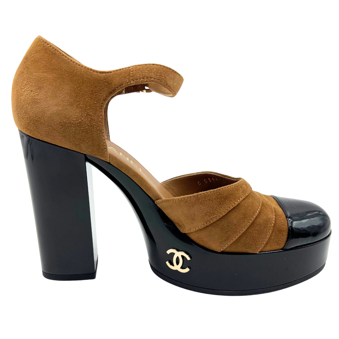 Chanel Black/Brown Leather Heels