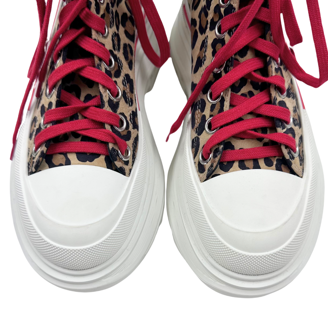 Alexander McQueen 37.5 Leopard Suede Sneakers