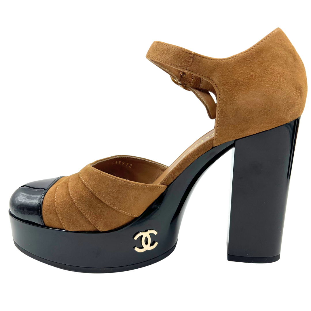 Chanel Black/Brown Leather Heels