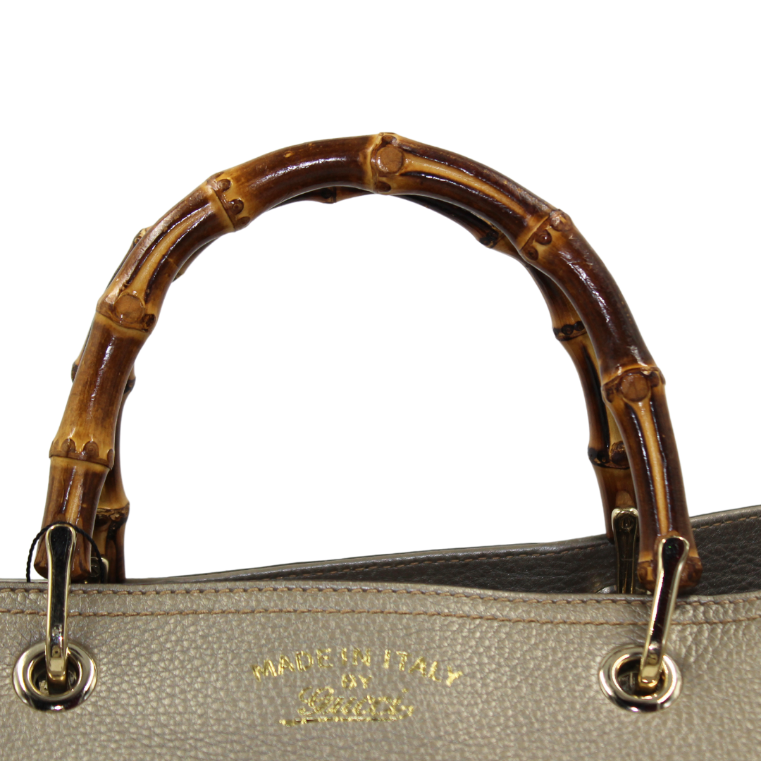 Gucci Pebbled Calfskin Medium Bamboo Shopper