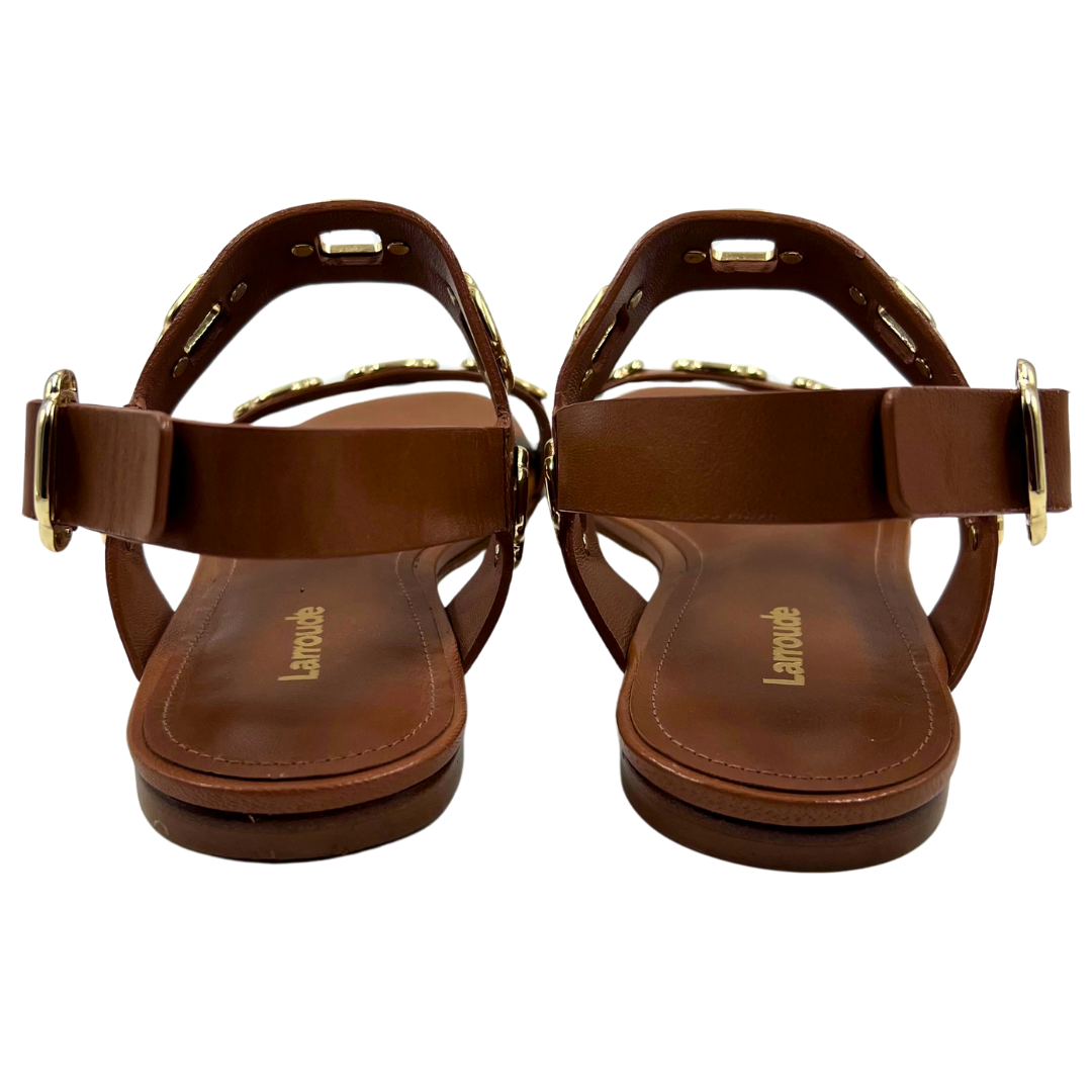 Larroude Caramel Leather Sandals