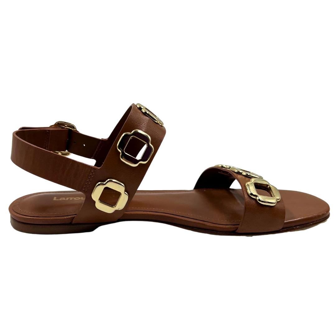 Larroude Caramel Leather Sandals