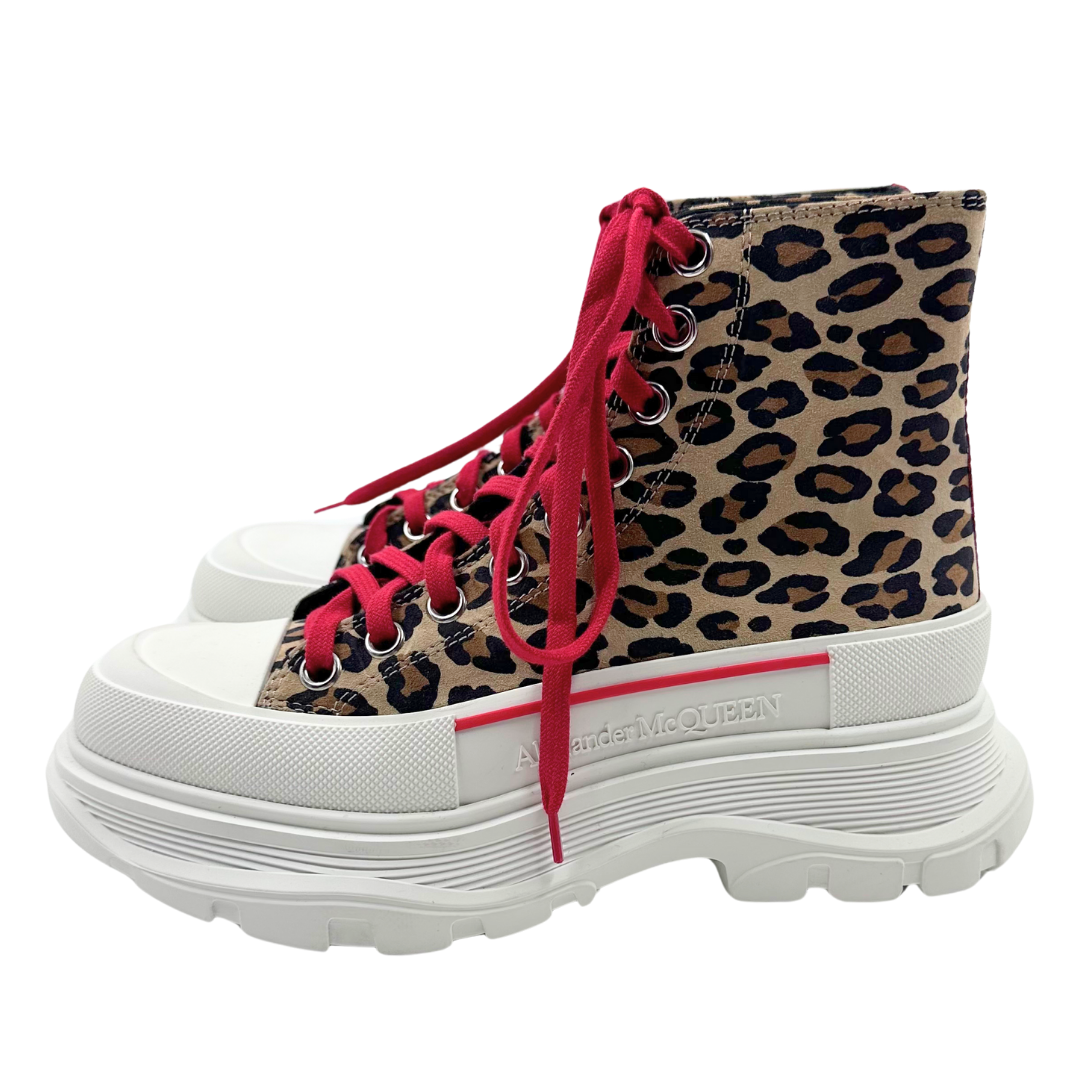 Alexander McQueen 37.5 Leopard Suede Sneakers