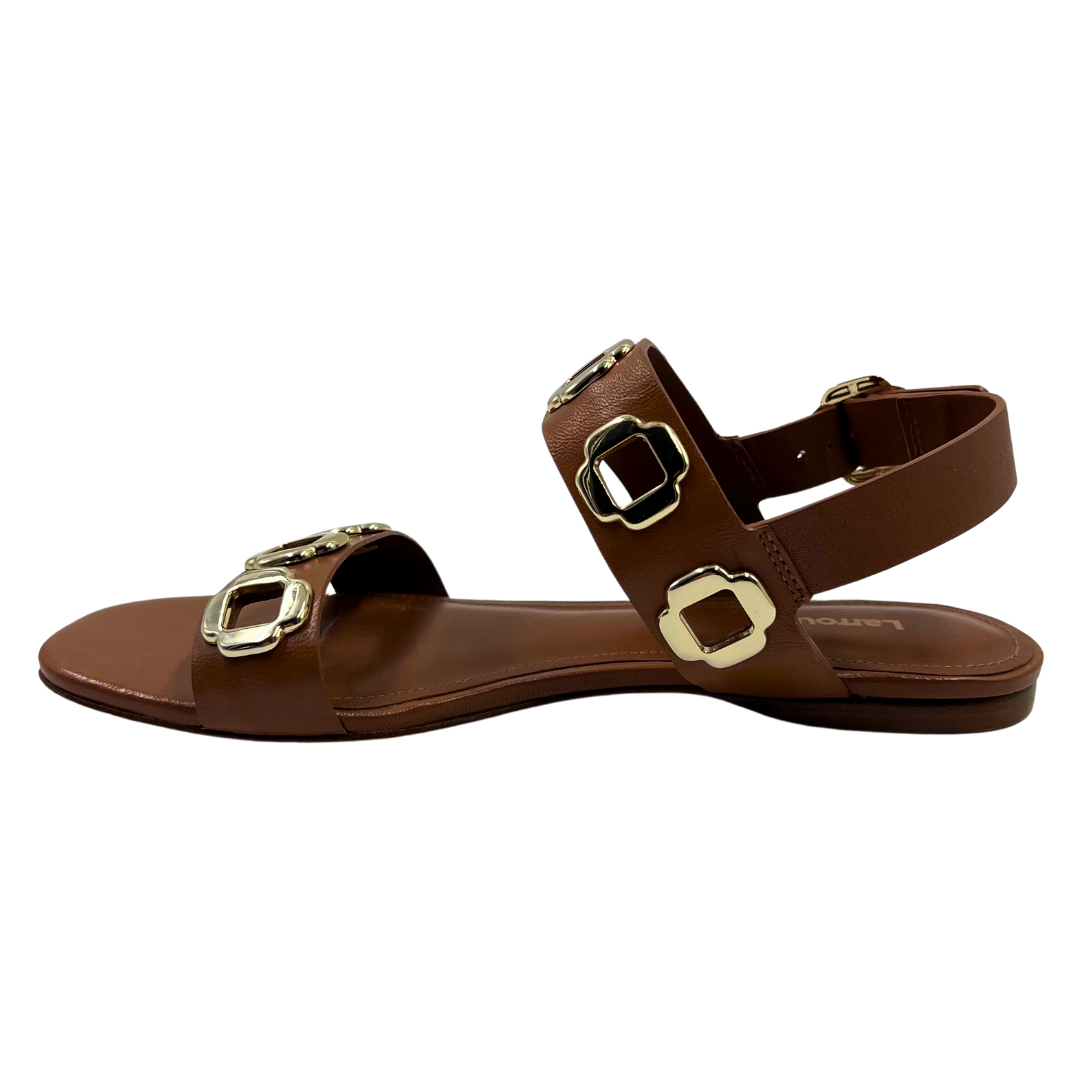 Larroude Caramel Leather Sandals