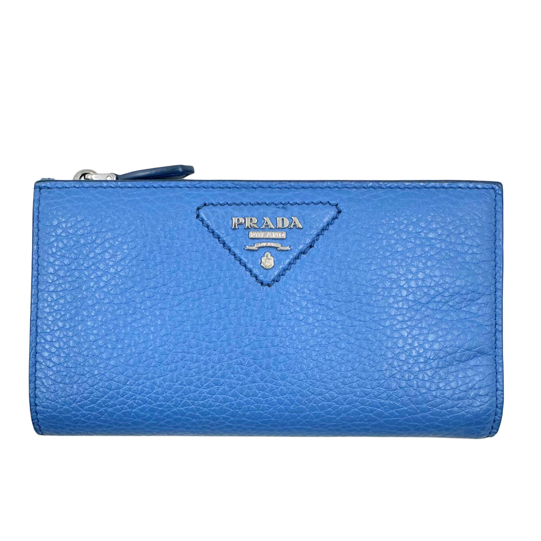 Prada Saffiano Triangle Compact Wallet