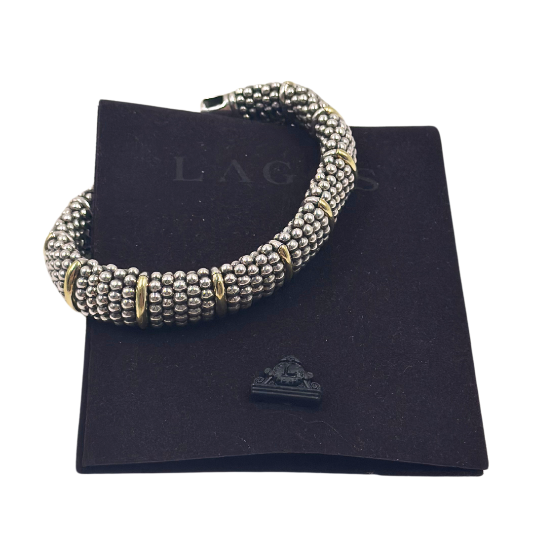 Lagos Two-Tone Station Caviar Bracelet