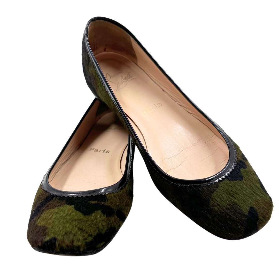 Louboutin 7 38 Green Pony Hair Flats