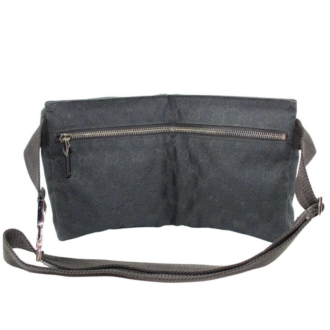 Gucci GG Denim Double Pocket Belt Bag