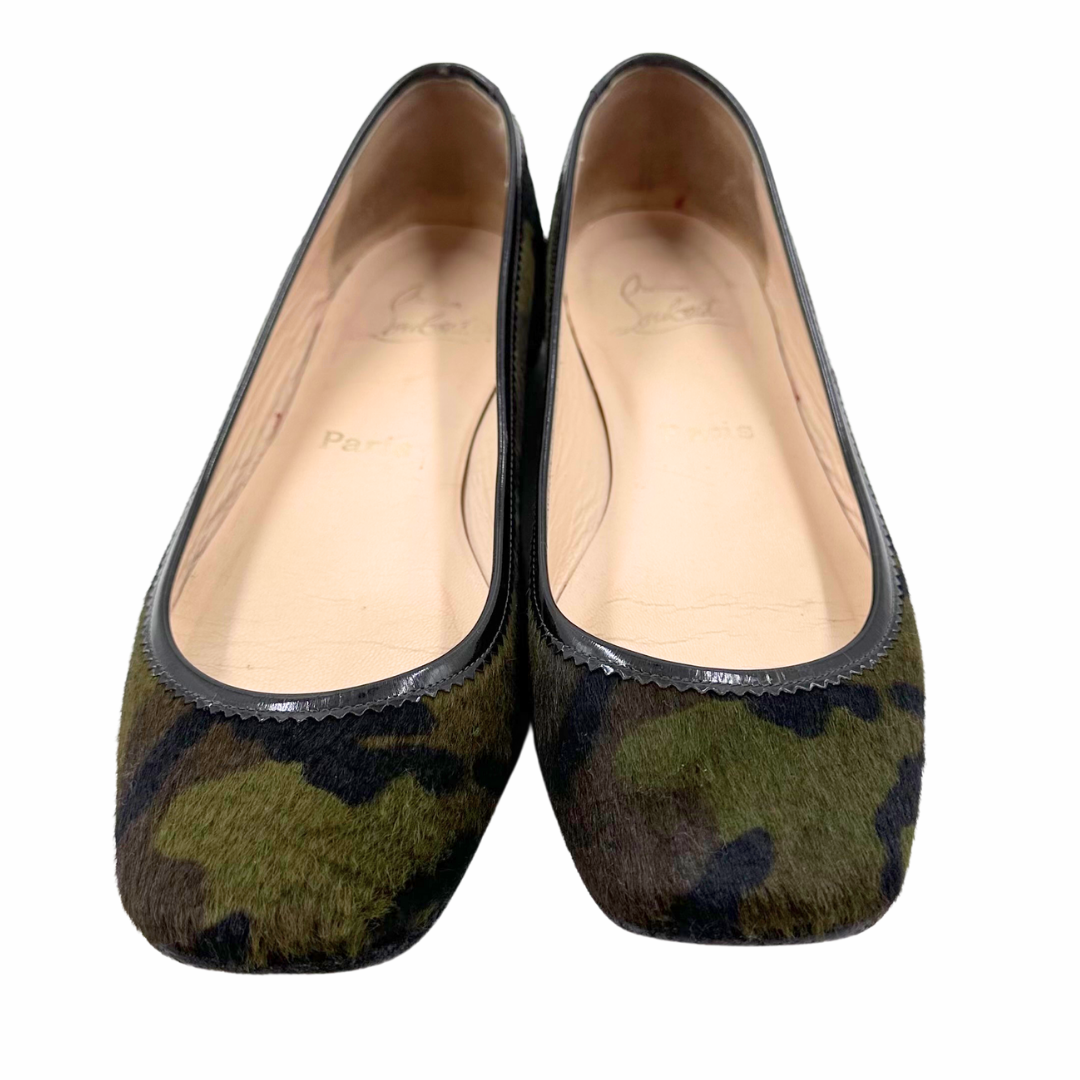 Louboutin 7 38 Green Pony Hair Flats