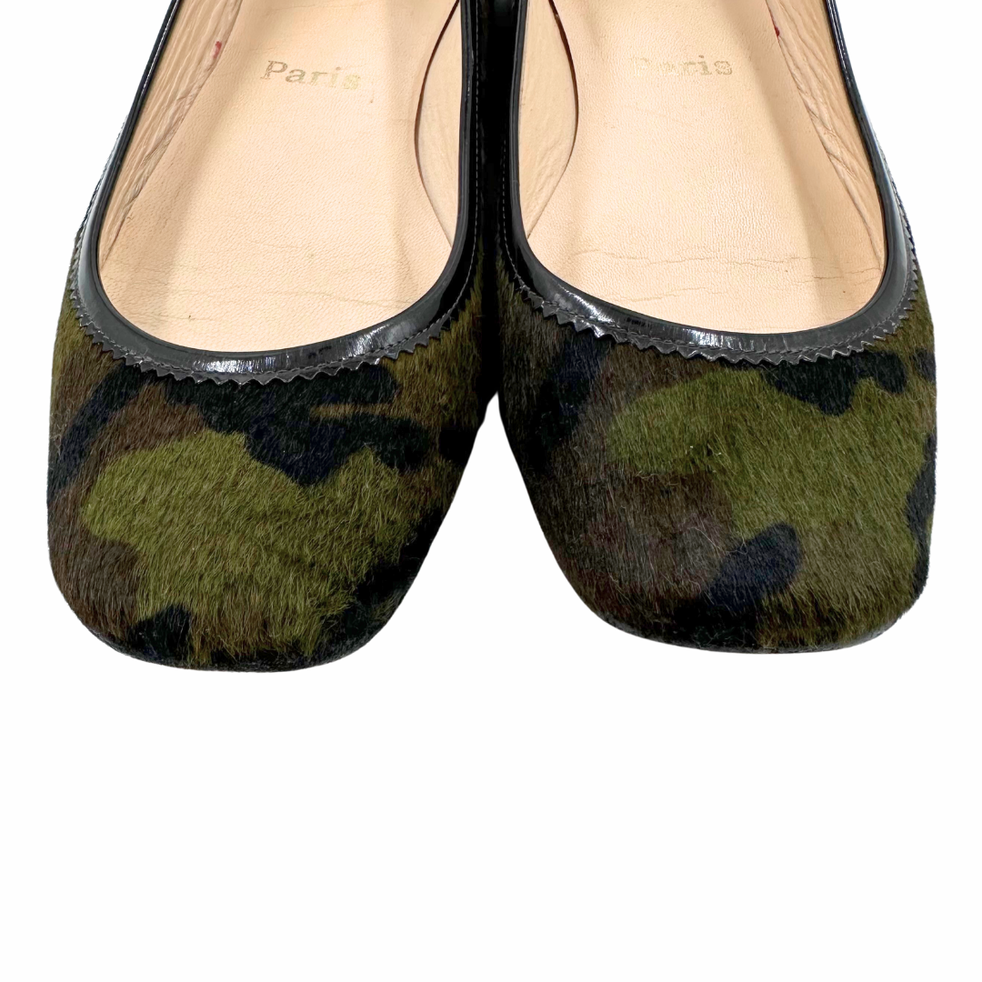 Louboutin 7 38 Green Pony Hair Flats