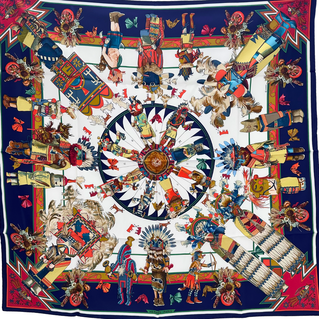 Kachinas Hermes Silk Scarf by Kermit Oliver